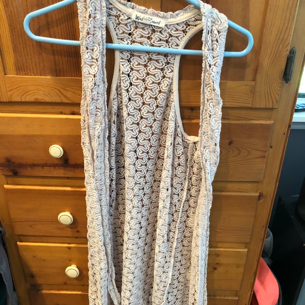 Lace tank top coverup sweater